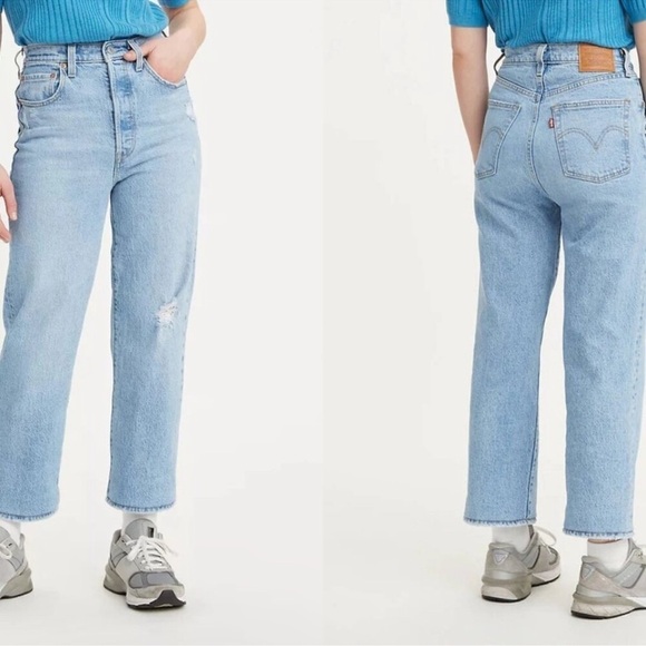 Levi’s Ribcage Straight Ankle Jeans Size 25 Women’s Light Wash High Rise Cotton - Picture 1 of 11